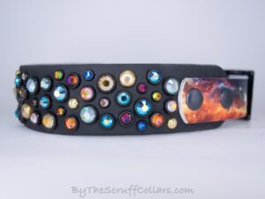 14-16" Glamour 1.5" Two-Tone Collar Black/The Universe UV Print w/Black Hardware 1" Taper